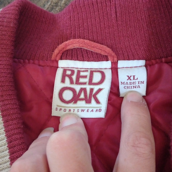 Vintage Red Oak Alabama Crimson Tide Suede Leather Varsity Jacket, Size XL - Picture 10 of 12